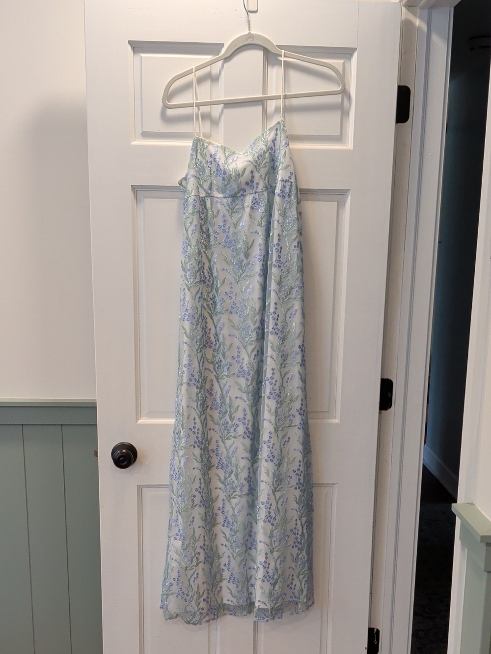 Petal & Pup Pastel Blue and Green Floral Slip Maxi Dress